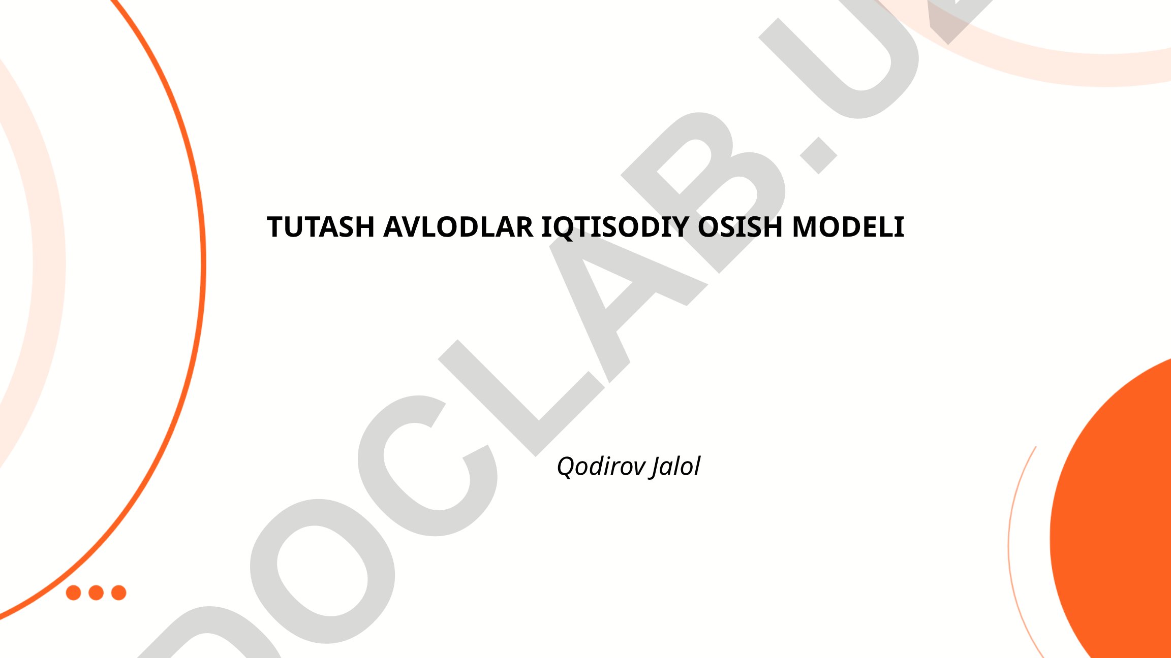Tutash avlodlar iqtisodiy o'sish modeli