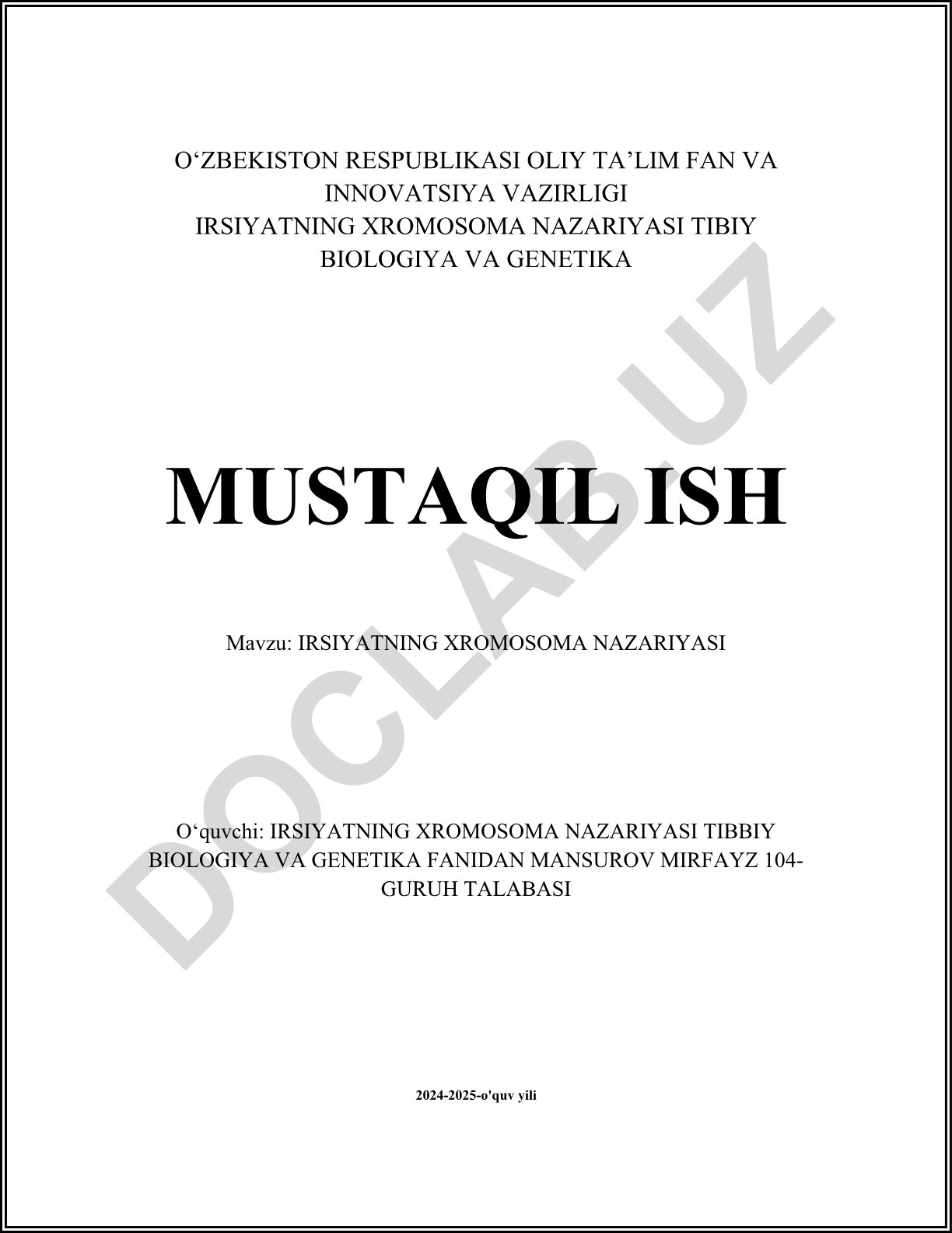 Irsiyatning xromosoma nazariyasi