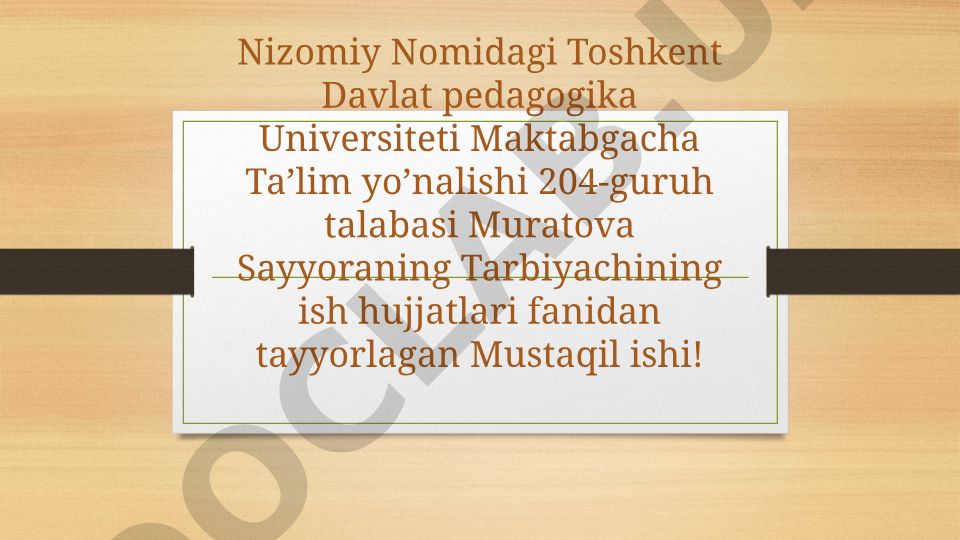 Ustoz shogird ish faoliyati