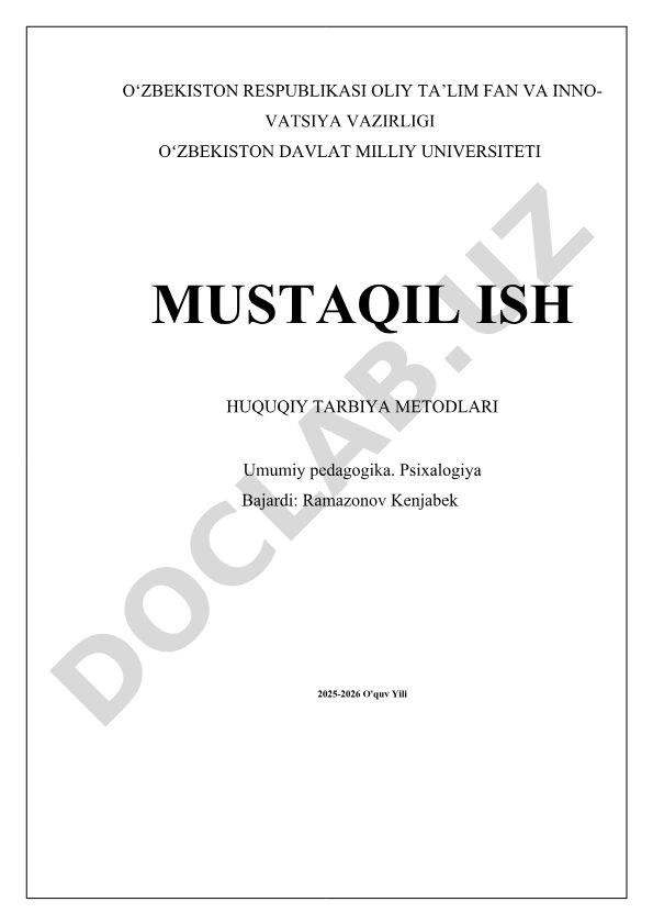 Huquqiy tarbiya metodlari