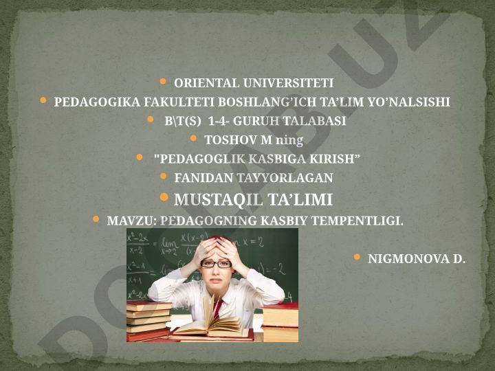 Pedagogning kasbiy tempentligi