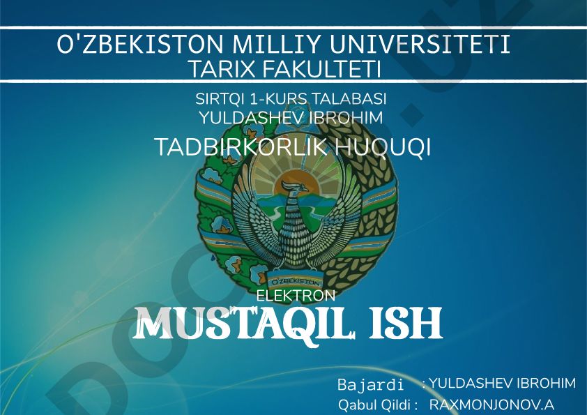 Tadbirkorlik huquqi subyektlari tasnifi