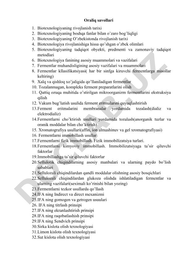 Biotexnologiya va fermentlar muhandisligi