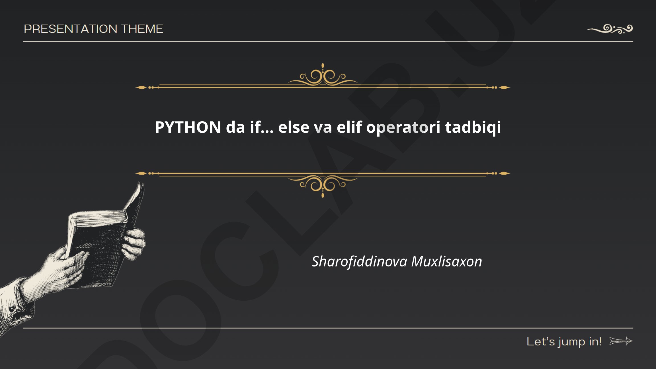 PYTHON da if... else va elif operatori tadbiqi