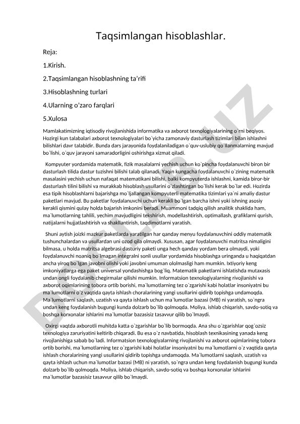 Taqsimlangan hisoblashlar: ta'rifi, turlari va o'zaro farqlari