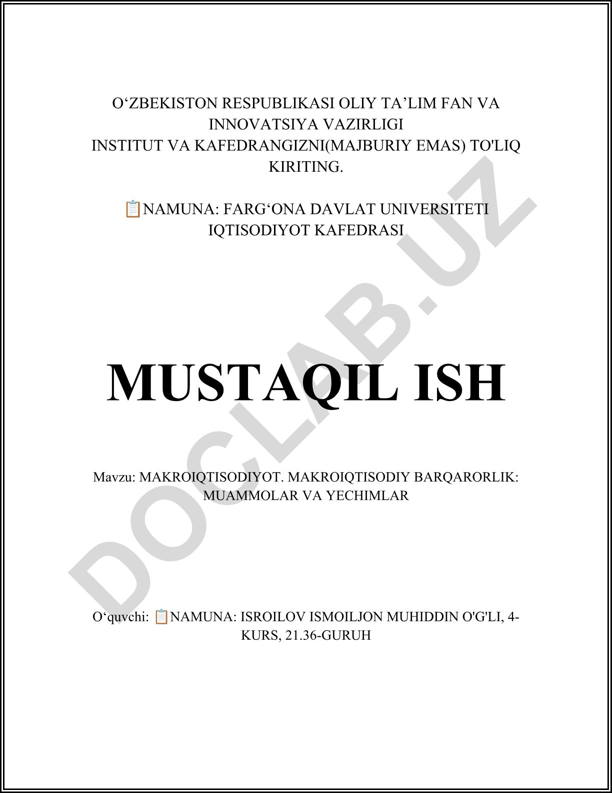 Makroiqtisodiy barqarorlik: muammolar va yechimlar
