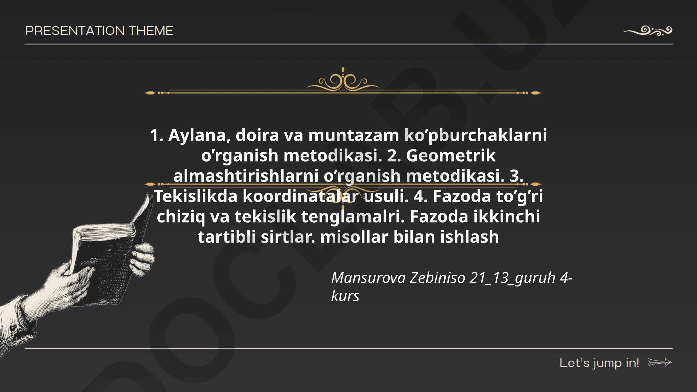 Geometrik shakllar va koordinatalar usuli o'rganish metodikasi