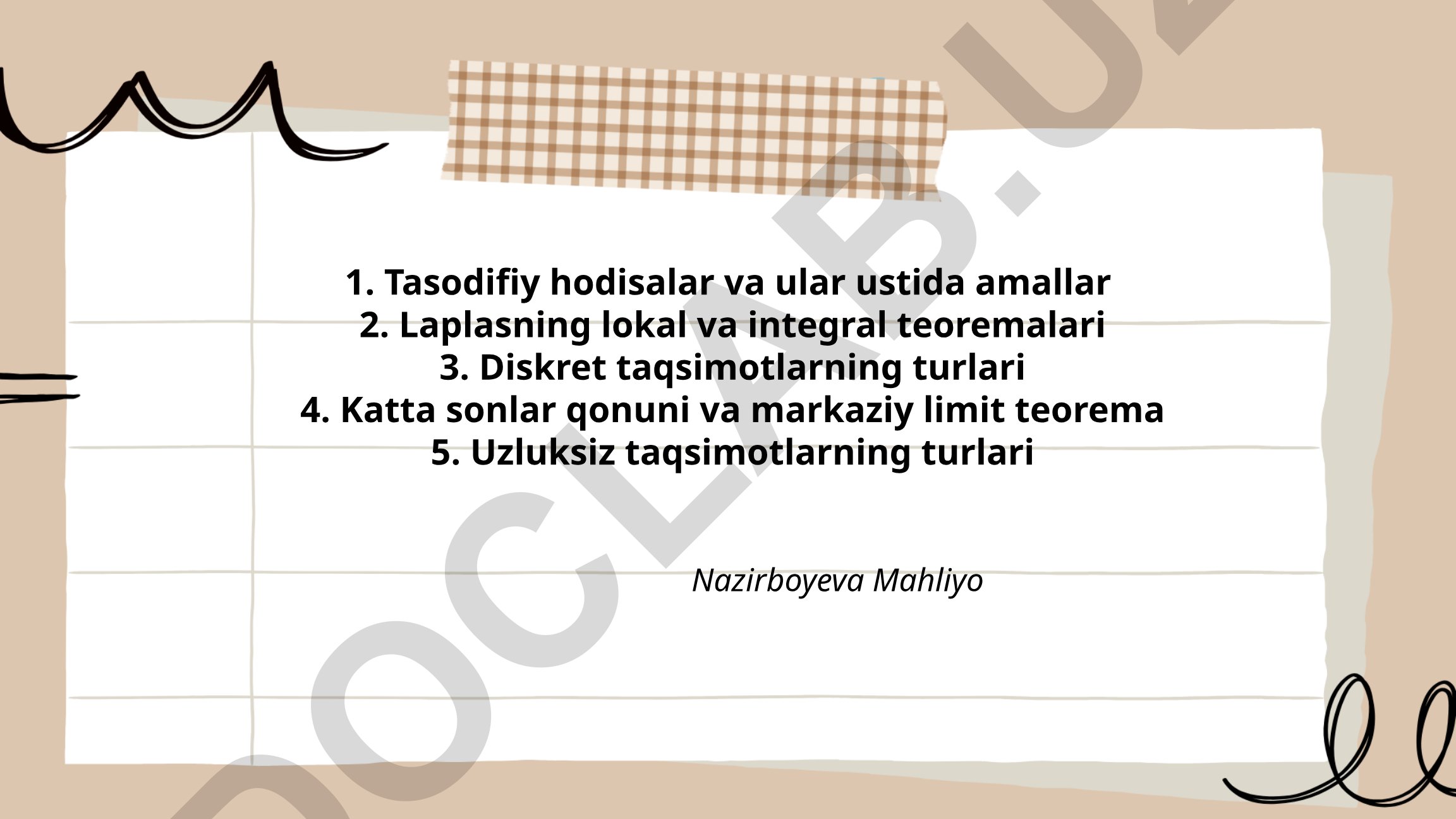 Tasodifiy hodisalar va ehtimollik nazariyasi