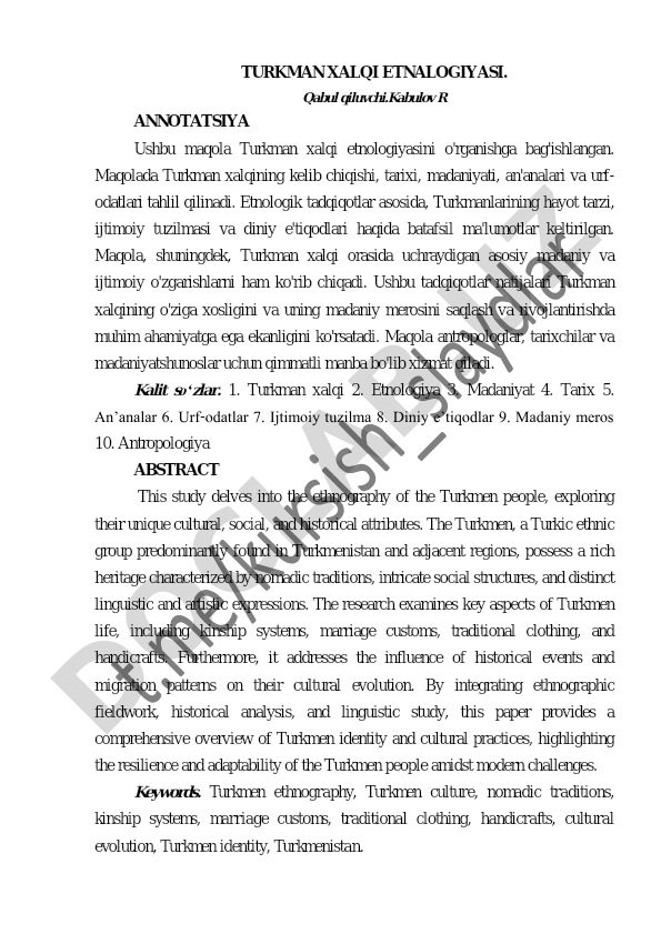 Turkman xalqi etnologiyasi