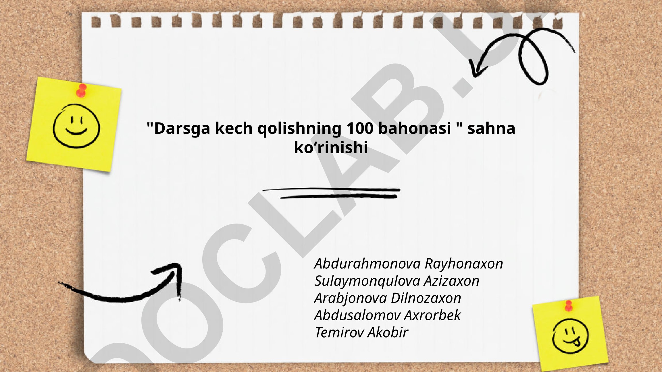 Darsga kech qolishning 100 bahonasi sahna koʻrinishi
