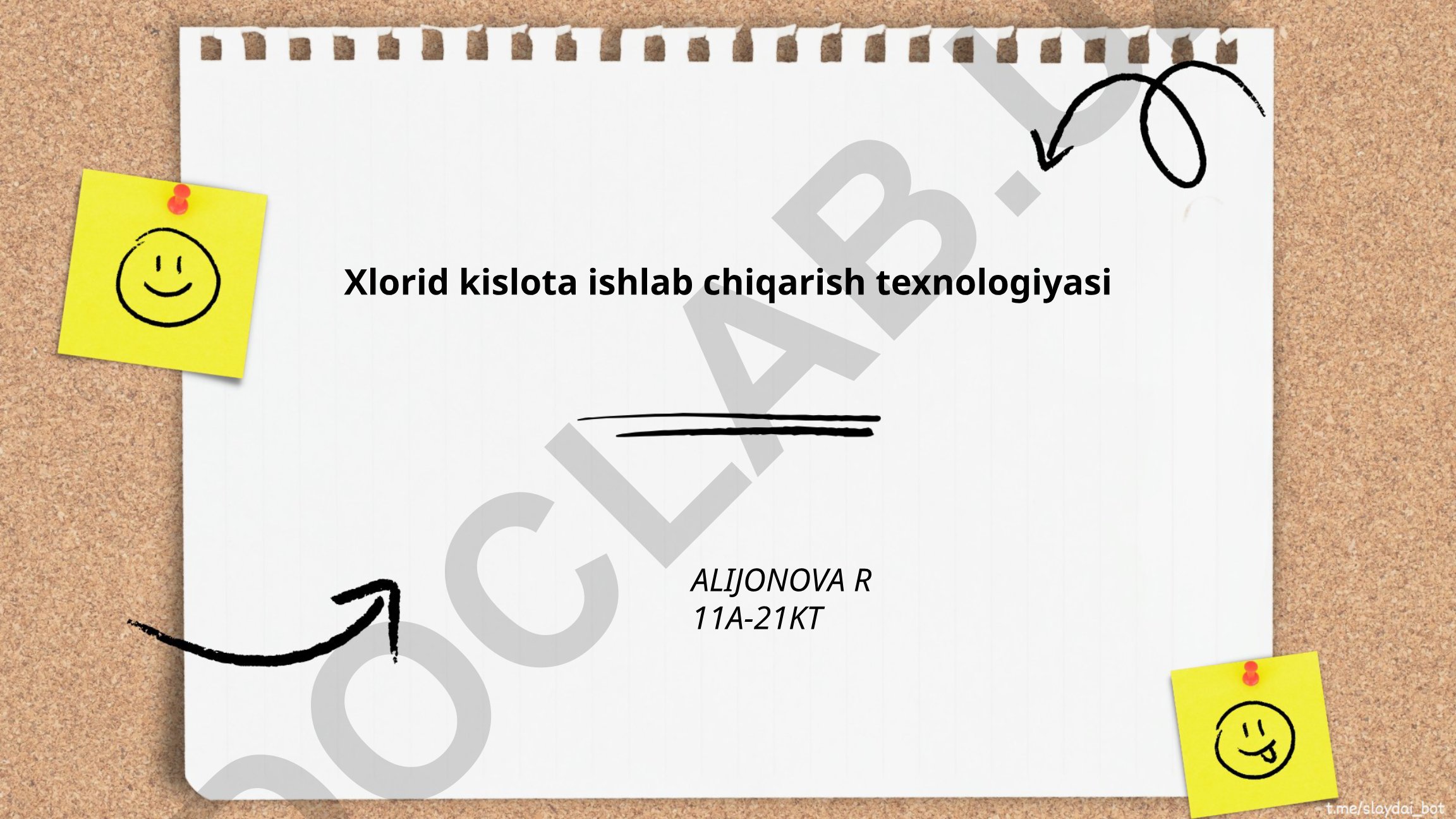 Xlorid kislota ishlab chiqarish texnologiyasi