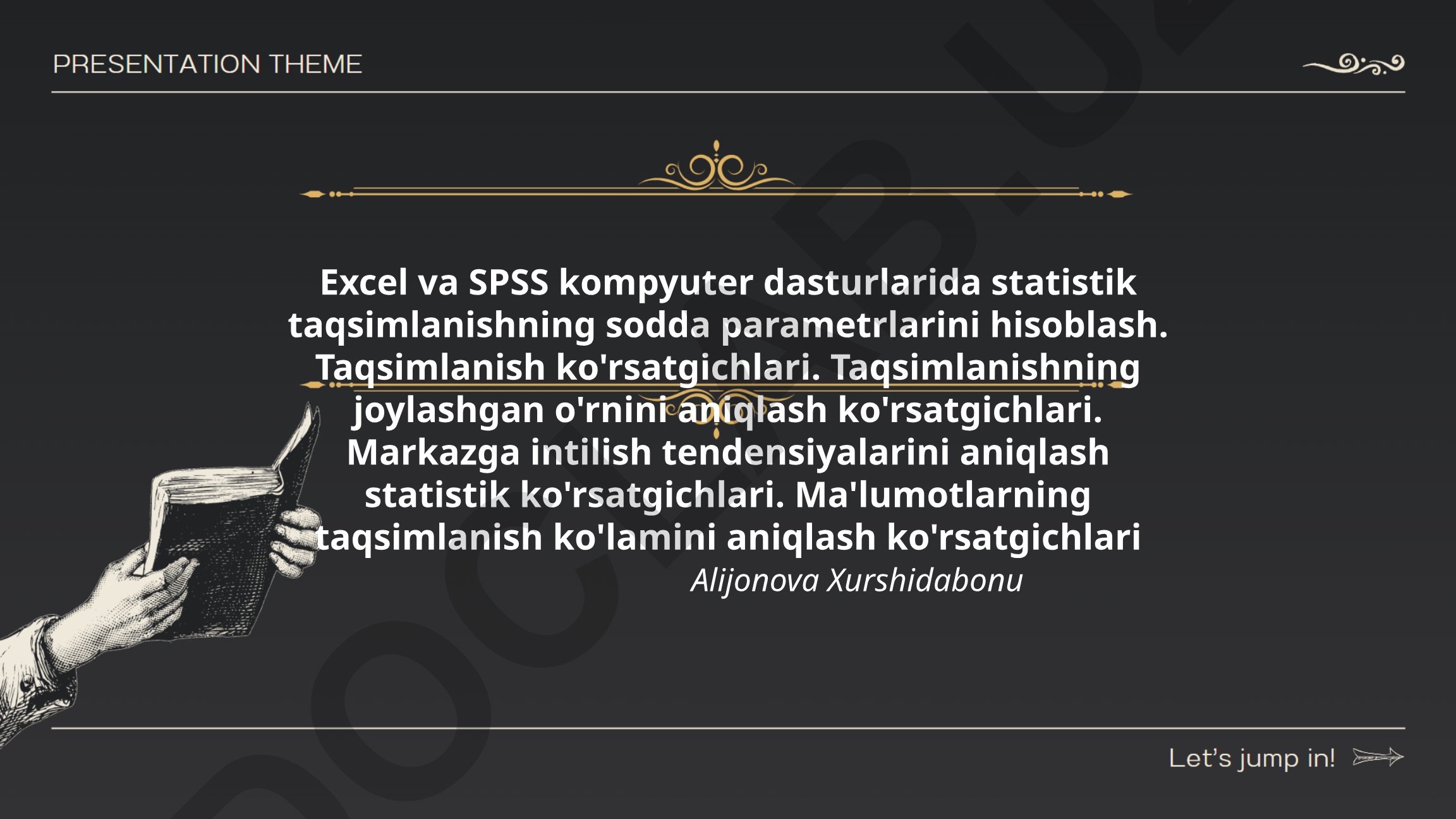 Excel va SPSS dasturlarida statistik taqsimlanish parametrlarini hisoblash