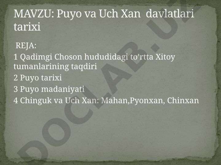 Puyo va Uch Xan davlatlari tarixi