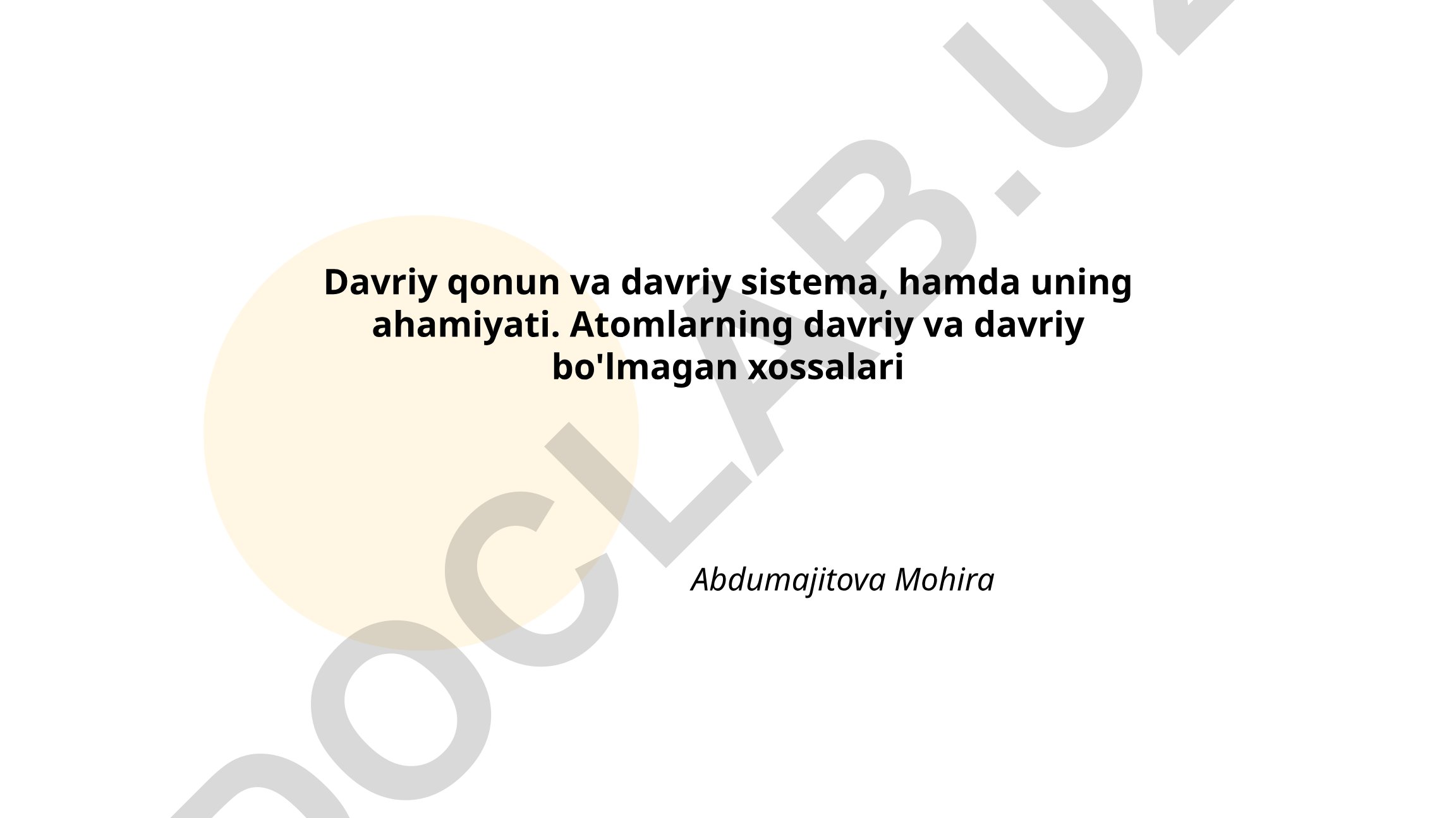 Davriy qonun va davriy sistema, hamda uning ahamiyati