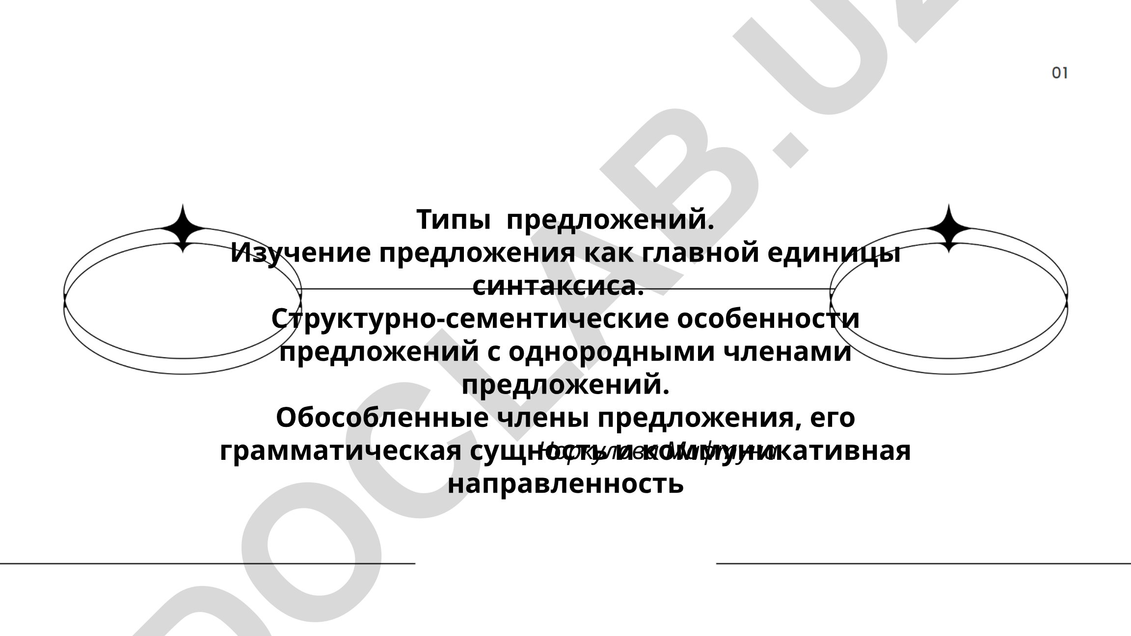 Типы предложений и их структурно-семантические особенности