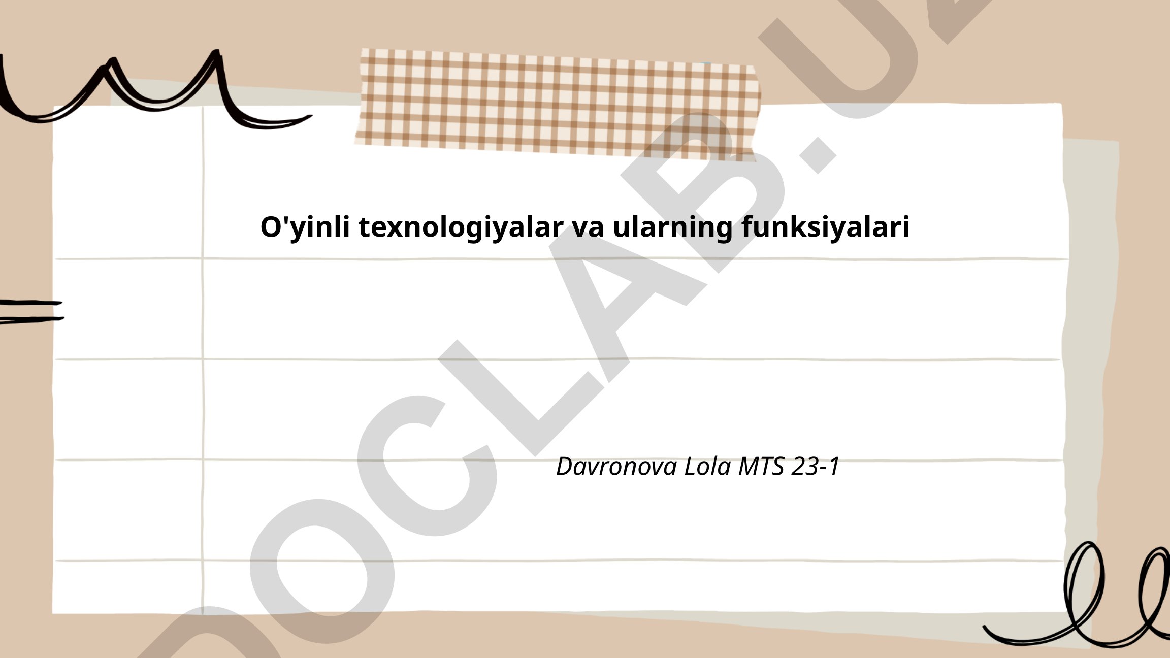 O'yinli texnologiyalar va ularning pedagogik funksiyalari