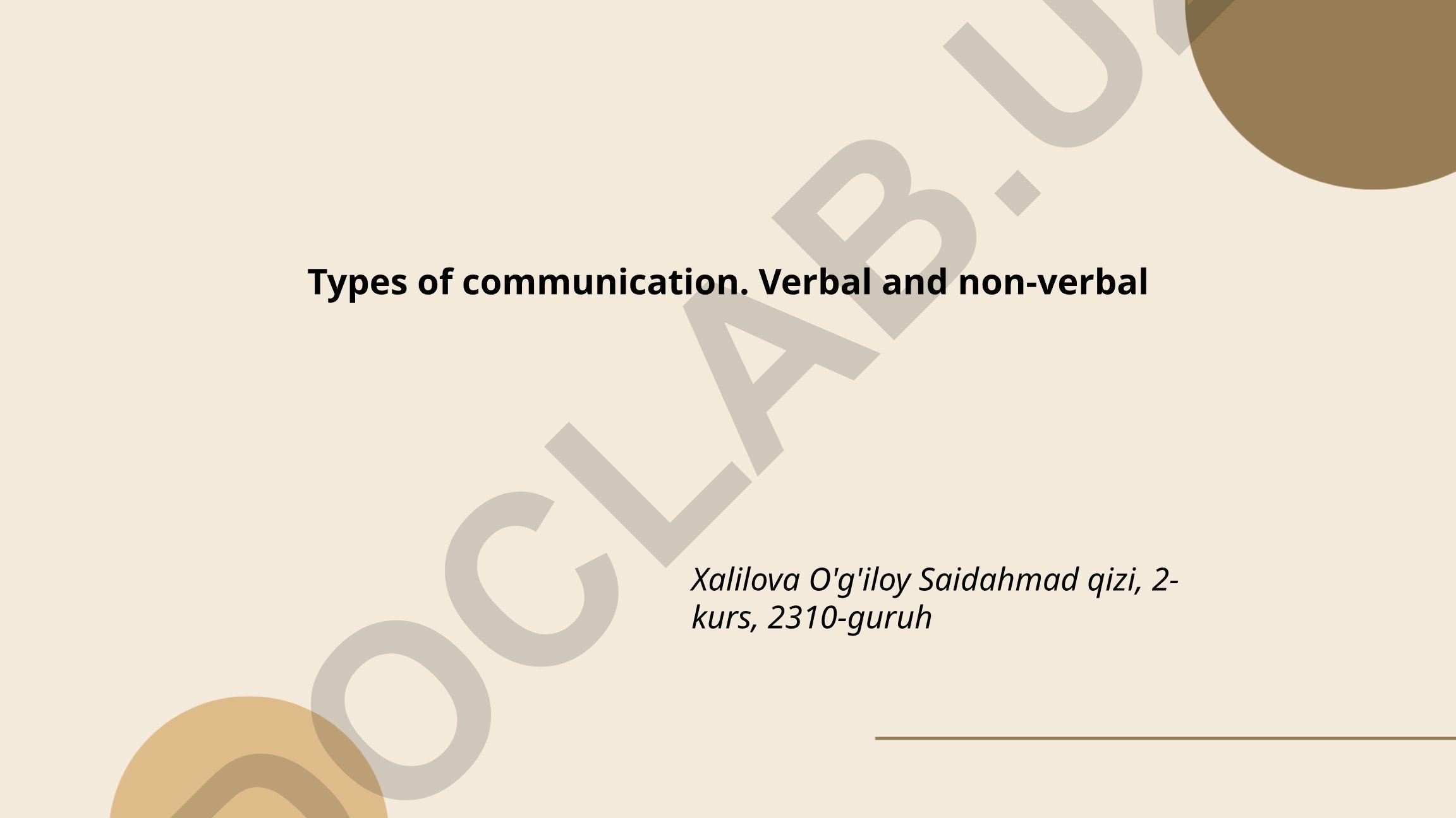 Types of communication: Verbal and non-verbal