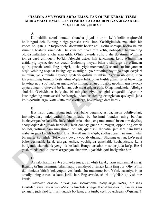 O'qituvchilik faoliyati va yoshlar hayotidagi ta'siri
