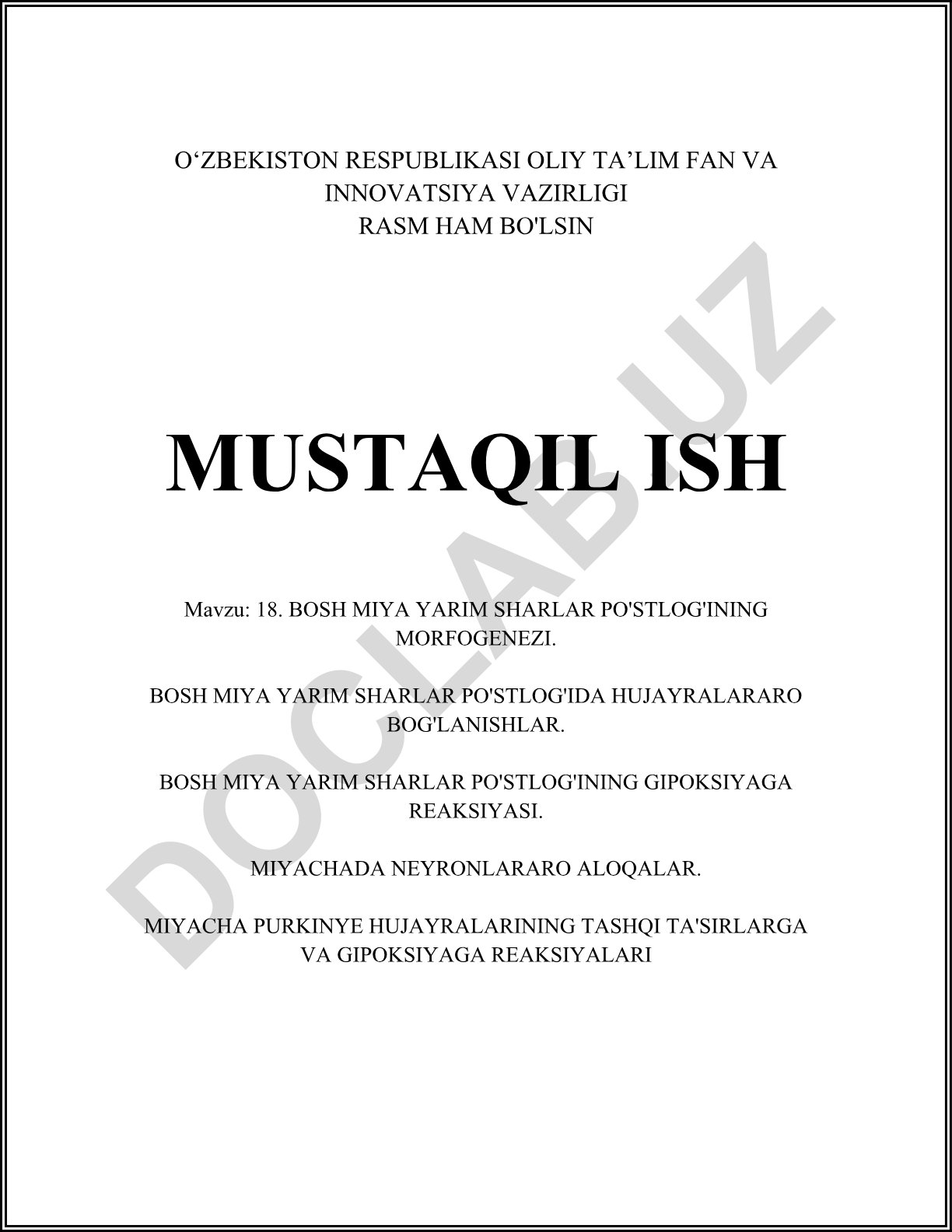Bosh miya yarim sharlar po'stlog'ining morfogenezi va hujayralararo bog'lanishlar