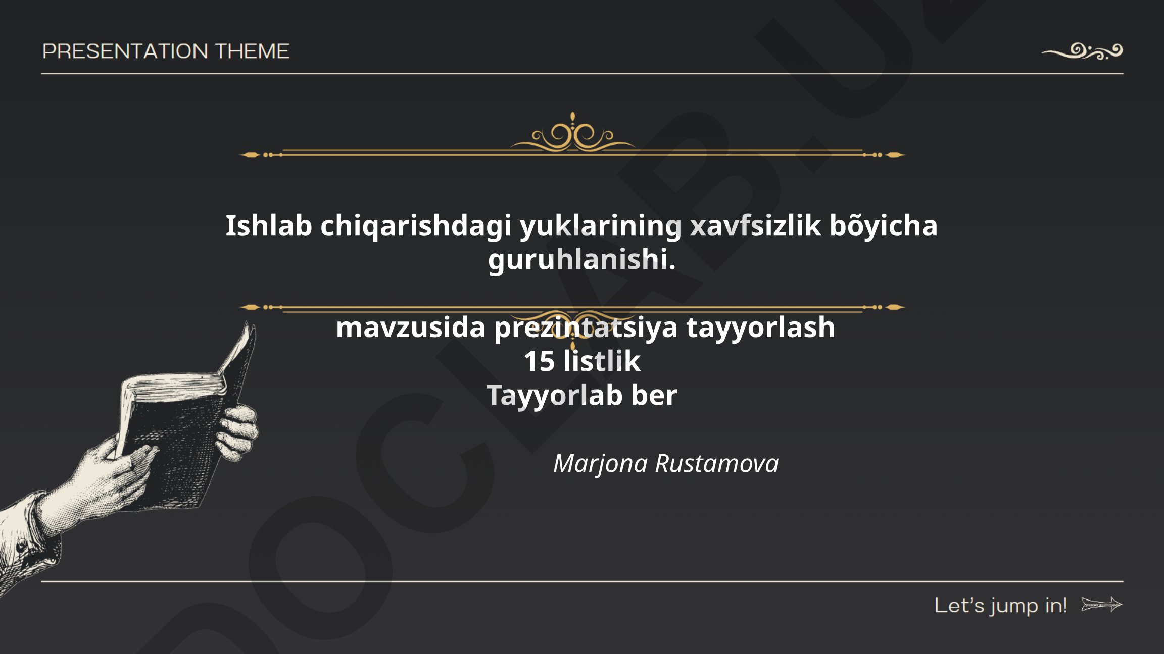Ishlab chiqarishdagi yuklarning xavfsizlik bo'yicha guruhlanishi
