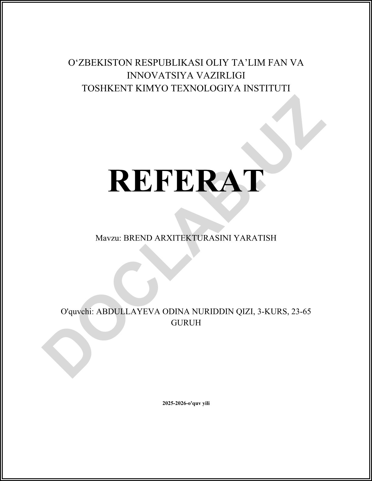 Brend arxitekturasini yaratish