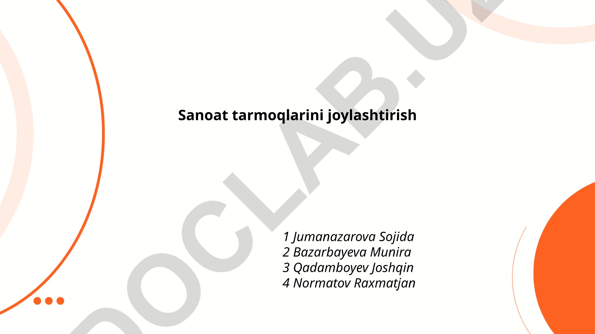 Sanoat tarmoqlarini joylashtirish