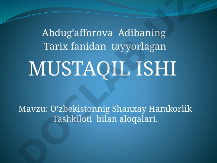 O'zbekistonnig Shanxay Hamkorlik Tashkiloti bilan aloqalari