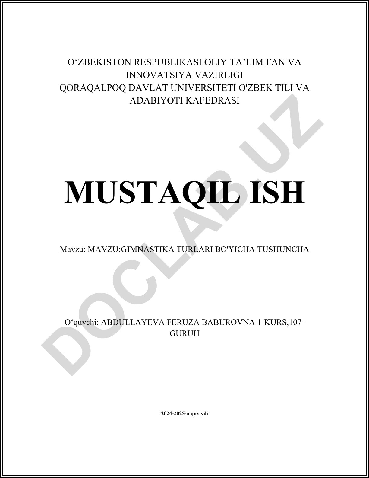 Gimnastika turlari bo'yicha tushuncha
