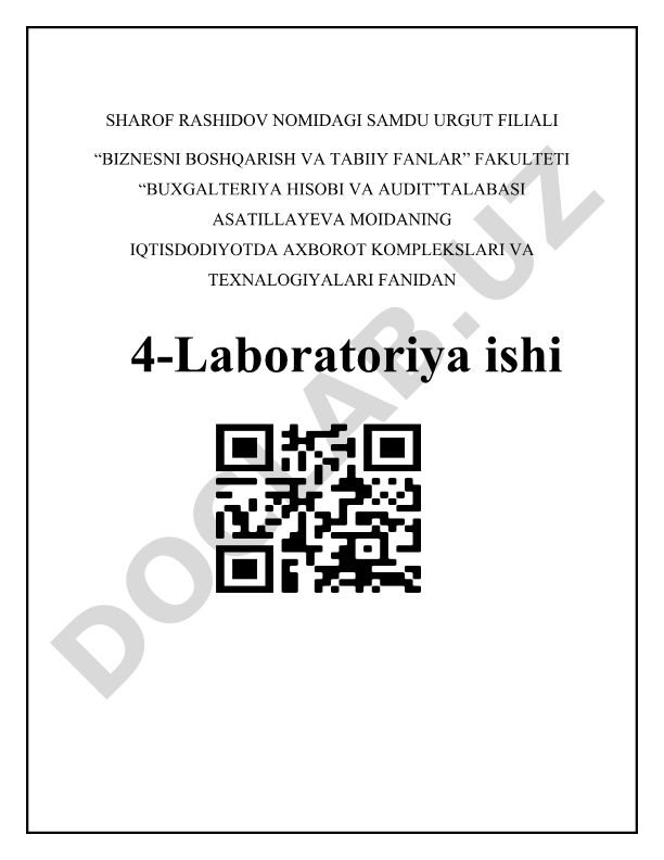 Excel dasturi yordamida sohaga oid masalalar yechish