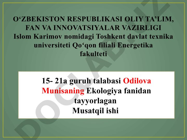 Ekologiyaning tarixi va asosiy tushunchalari