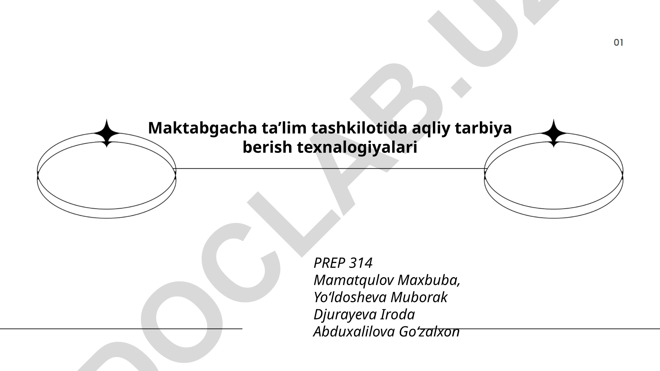 Maktabgacha ta'lim tashkilotida aqliy tarbiya berish texnologiyalari