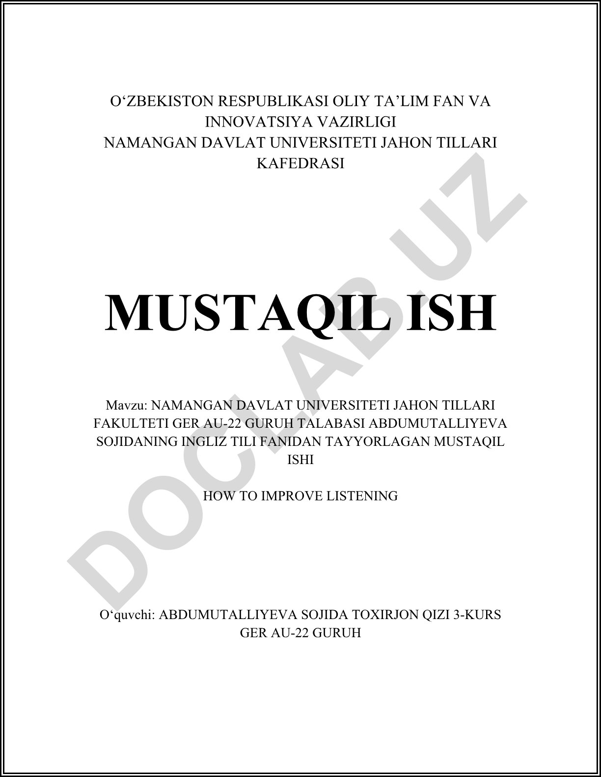 Ingliz tilida tinglash ko'nikmalarini rivojlantirish usullari
