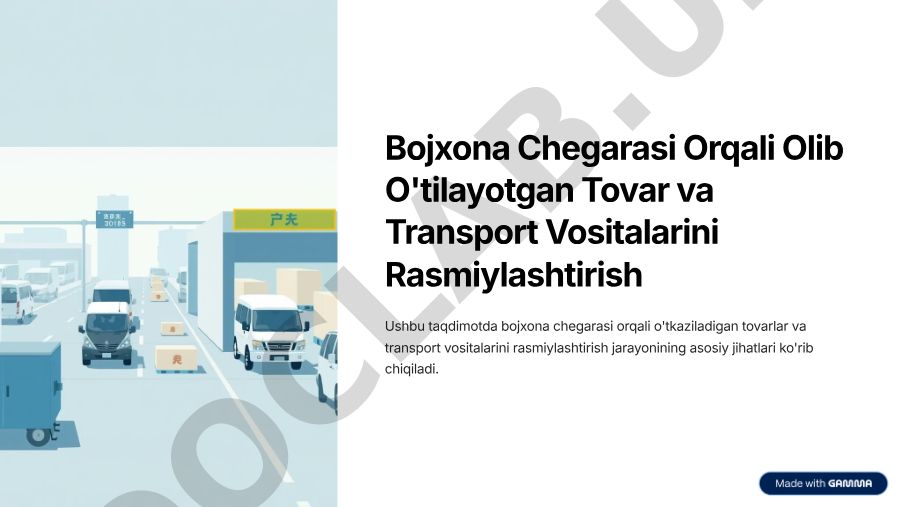 Bojxona chegarasi orqali tovarlar va transport vositalarini rasmiylashtirish