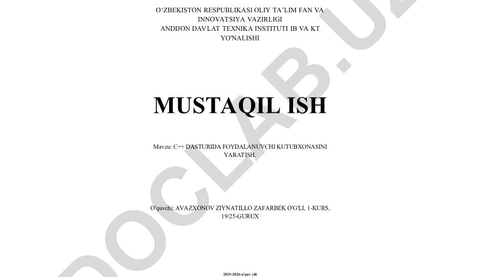Kutubxona arxitekturasi va fayl tuzilishi