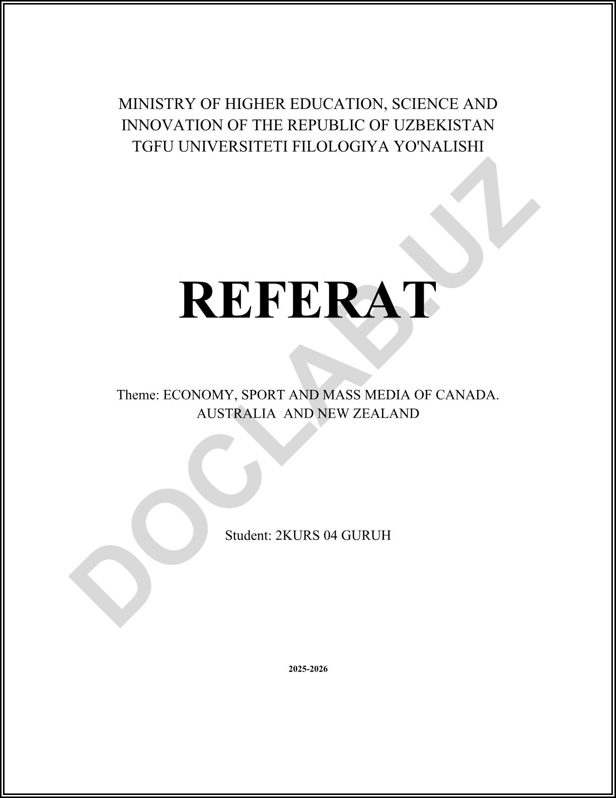 ECONOMY, SPORT AND MASS MEDIA OF CANADA, AUSTRALIA AND NEW ZEALAND