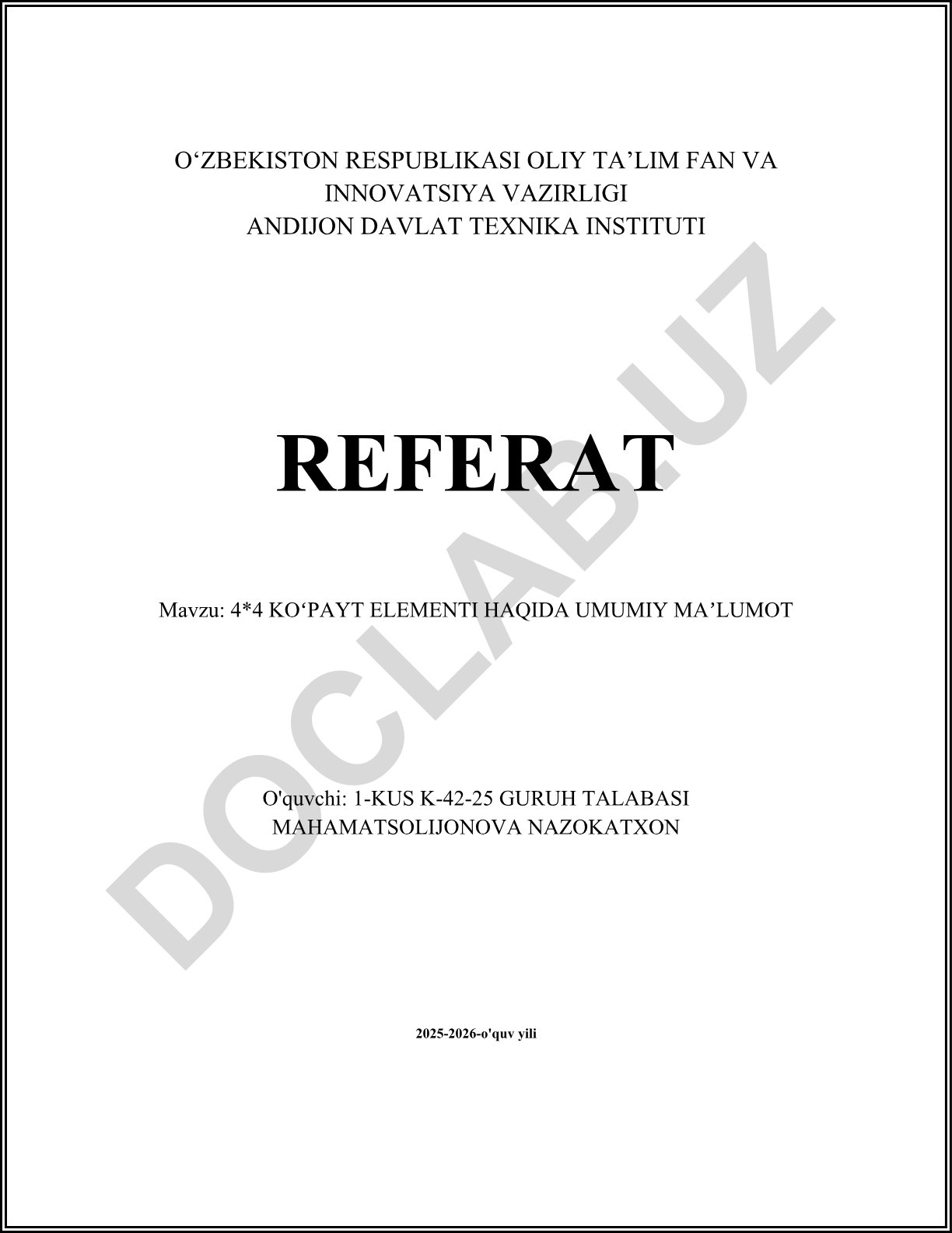 4*4 koʻpayt elementi haqida umumiy maʼlumot