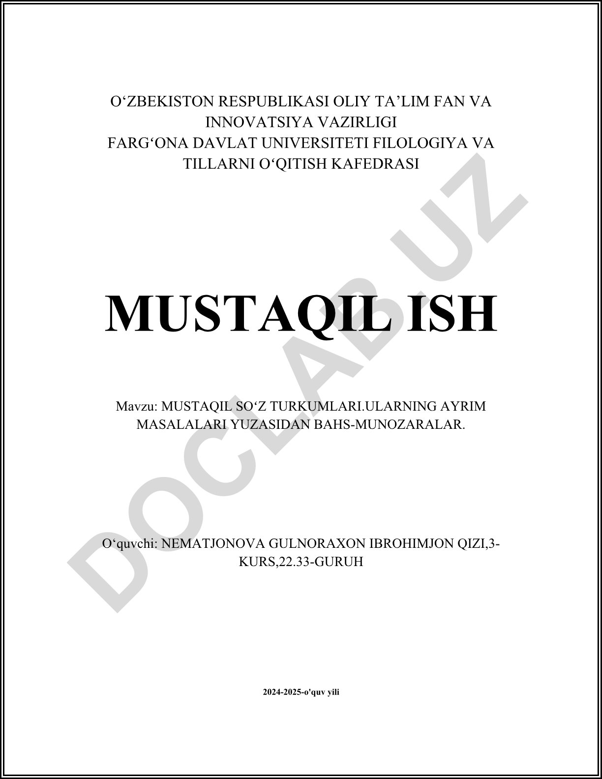 MUSTAQIL SO‘Z TURKUMLARI. ULARNING AYRIM MASALALARI YUZASIDAN BAHS-MUNOZARALAR