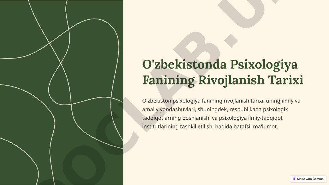 O'zbekistonda Psixologiya Fanining Rivojlanish Tarixi