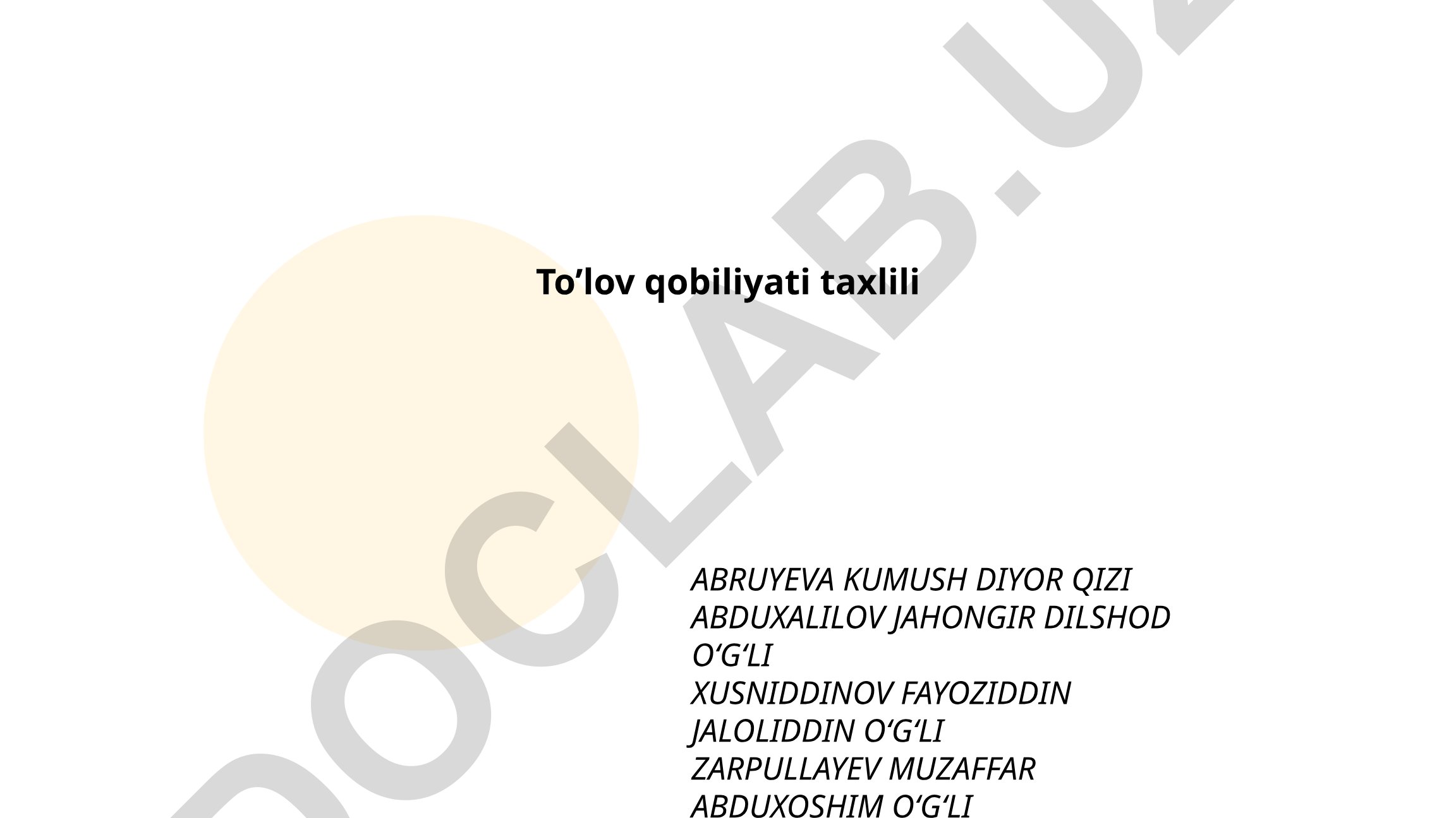 To'lov qobiliyati taxlili