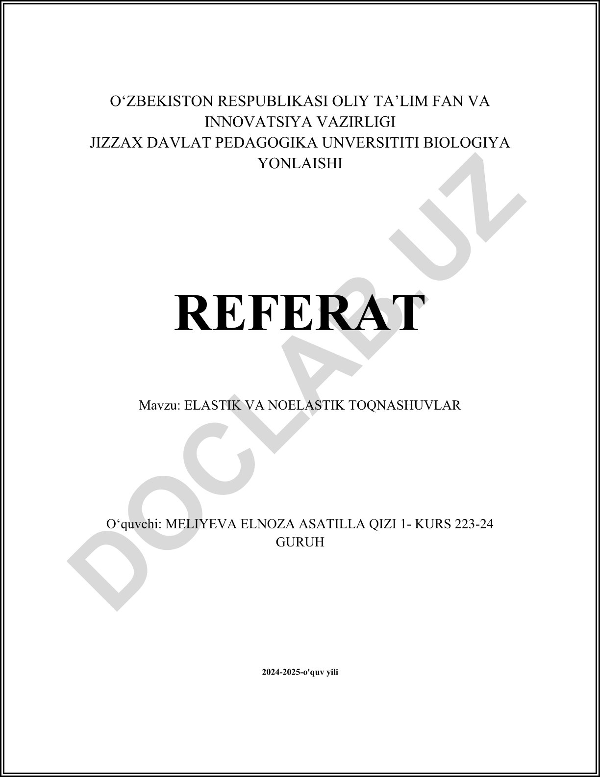 Elastik va noelastik to'qnashuvlar