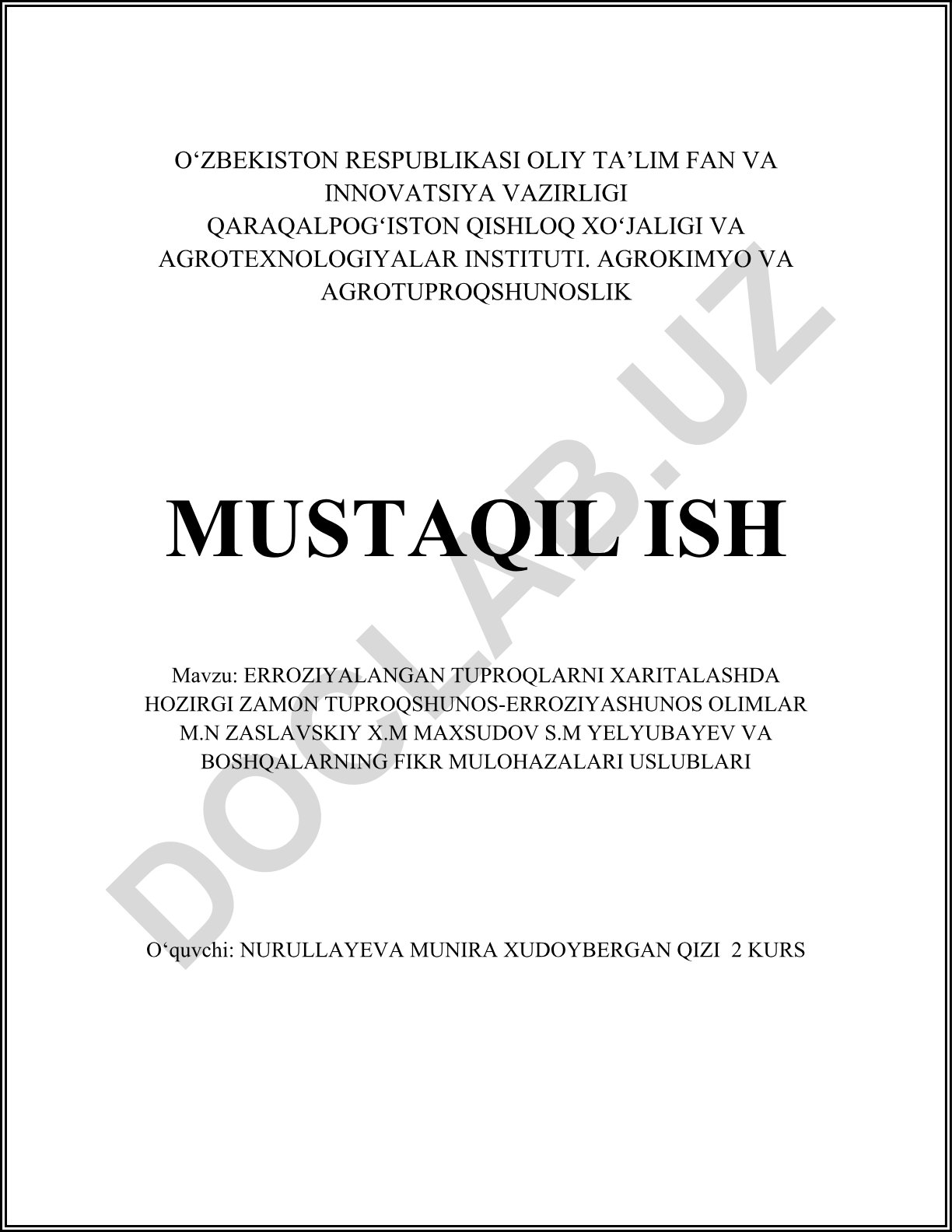 Erroziyalangan tuproqlarni xaritalashda hozirgi zamon tuproqshunos-erroziyashunos olimlar fikr mulohazalari uslublari