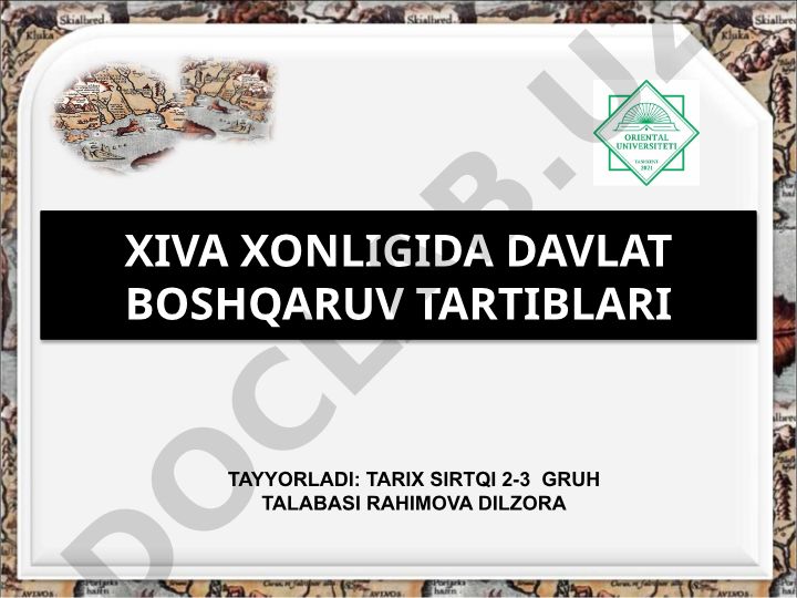 Xiva xonligida davlat boshqaruv tartiblari