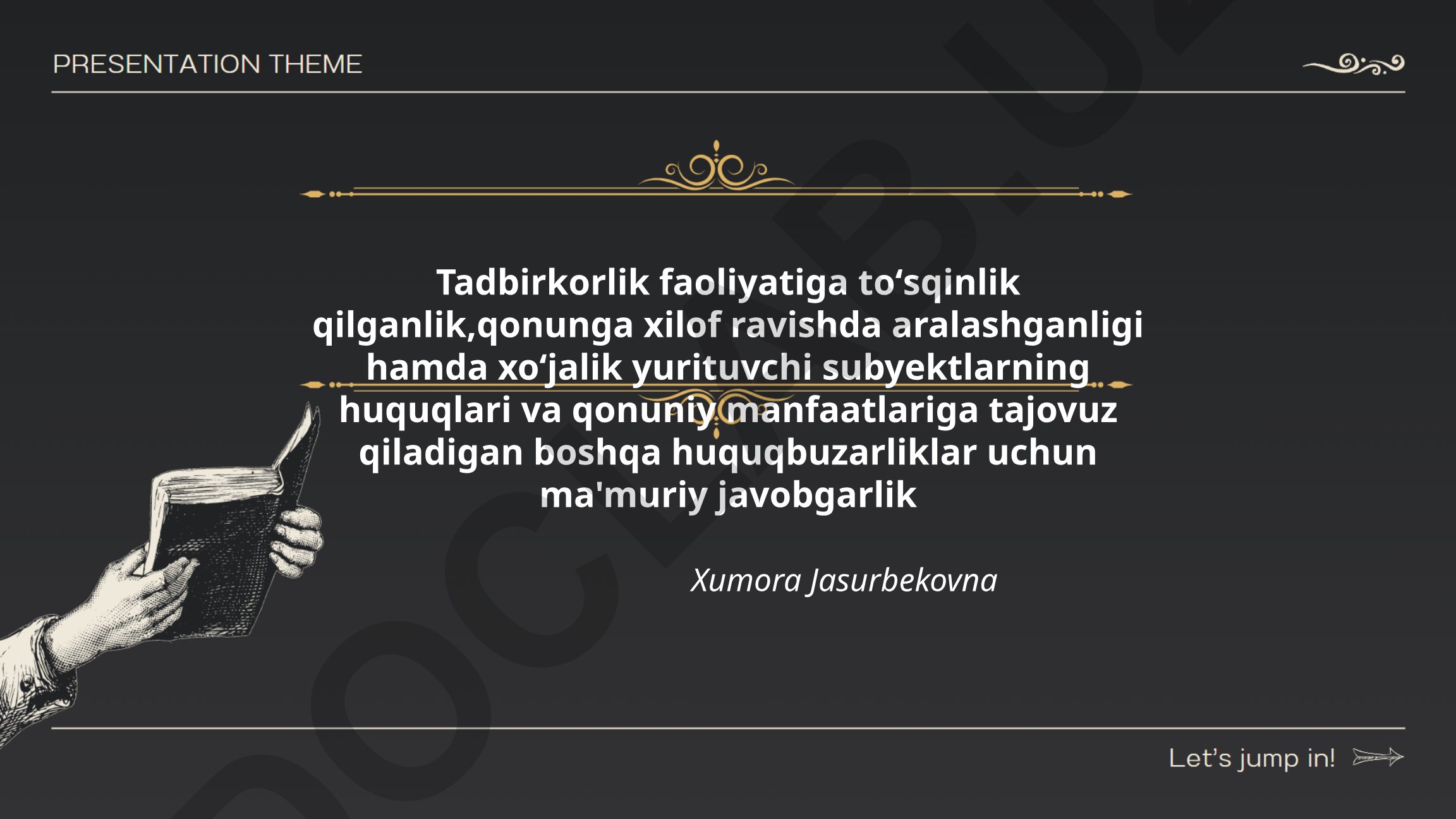 Tadbirkorlik faoliyatiga toʻsqinlik qilish va ma'muriy javobgarlik