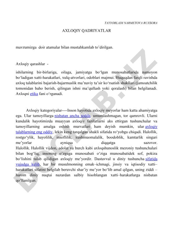 Axloqiy qadriyatlar va me'yorlar