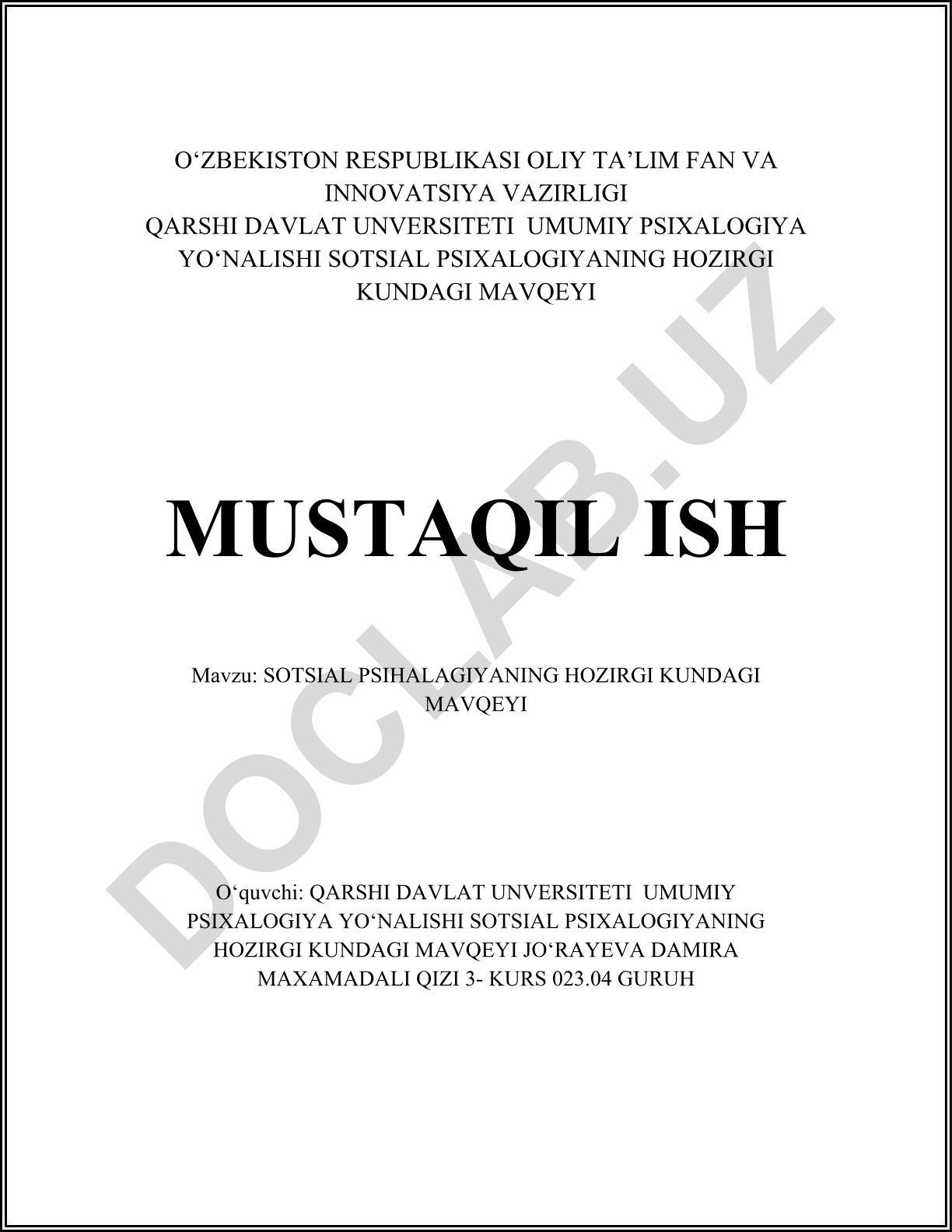 Sotsial psixologiyaning hozirgi kundagi mavqeyi