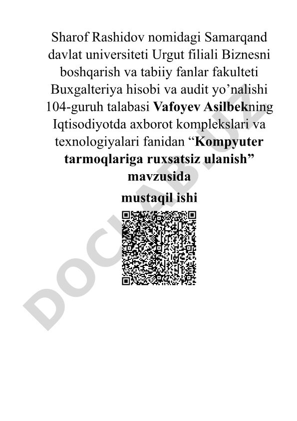 Kompyuter tarmoqlariga ruxsatsiz ulanish