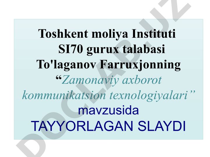 Zamonaviy axborot kommunikatsion texnologiyalari