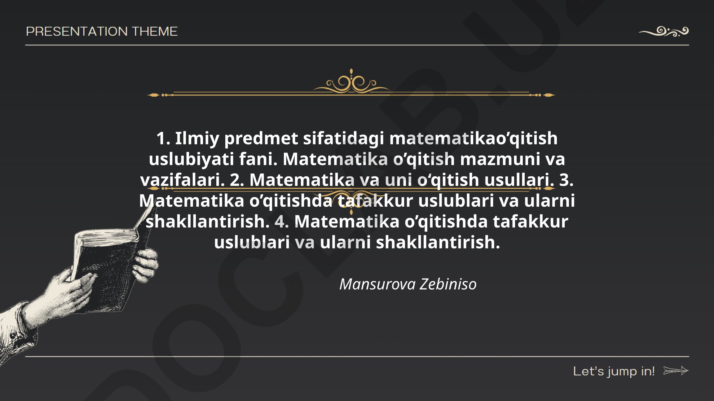 Matematika o'qitish uslubiyati va metodikasi