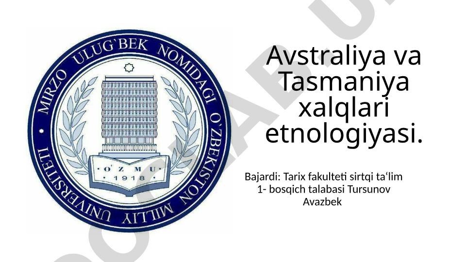 Avstraliya va Tasmaniya xalqlari etnologiyasi