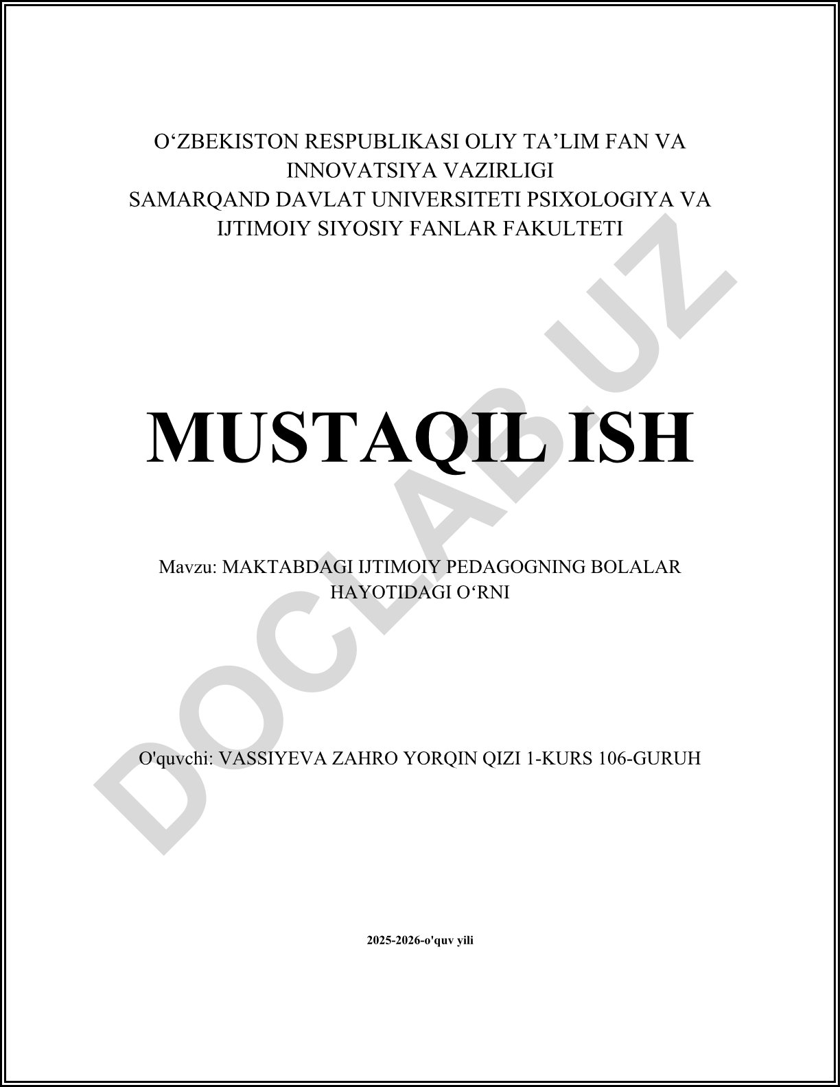 Maktabdagi ijtimoiy pedagogning bolalar hayotidagi oʻrni
